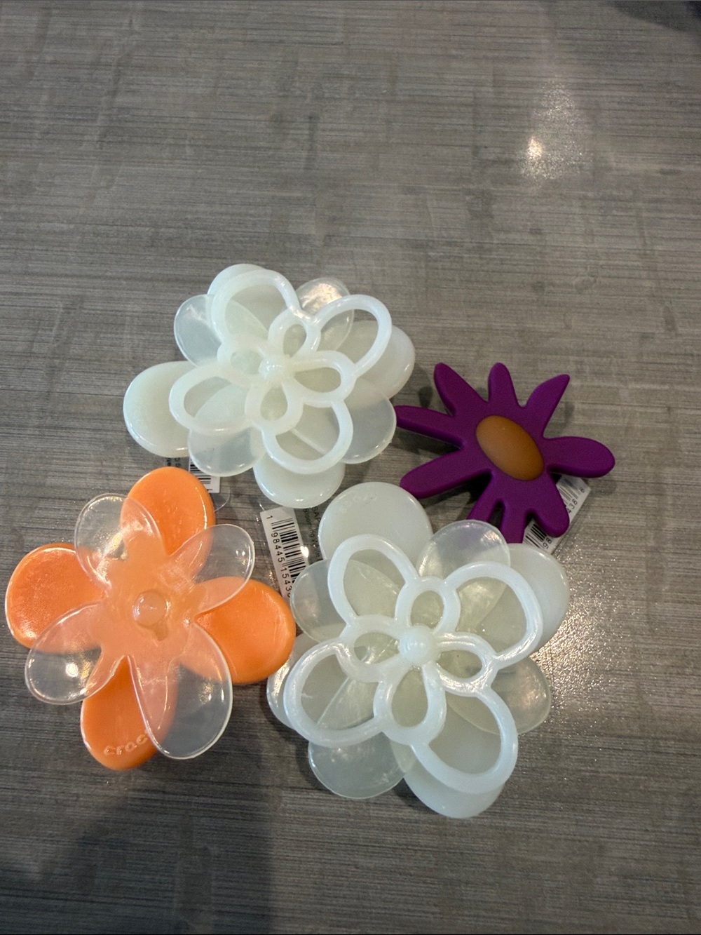 CROCS Floral Jibbitz Pack in White, Orange & Purple